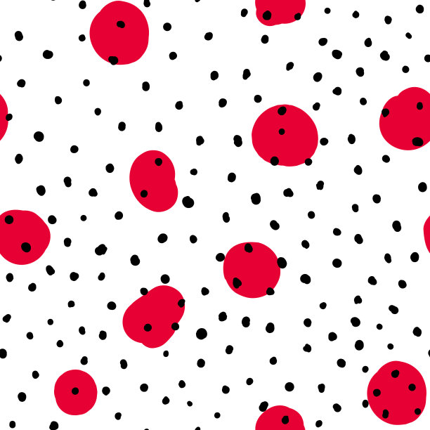 抽象的手淹没圆点背景。白色圆点无缝图案与黑色圆圈。模板设计的邀请，海报，卡片，传单，纺织品，织物图片下载