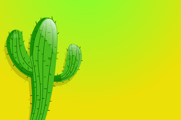 高大多肉的仙人掌，有颜色背景上的刺。矢量绘图集插图图标，游戏，包装，横幅。狂野的西部，西部，牛仔的概念。复制spase图片下载