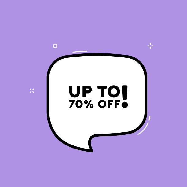 语音泡泡，短信打七折。复古漫画风格。波普艺术风格。矢量线图标的业务和广告图片下载