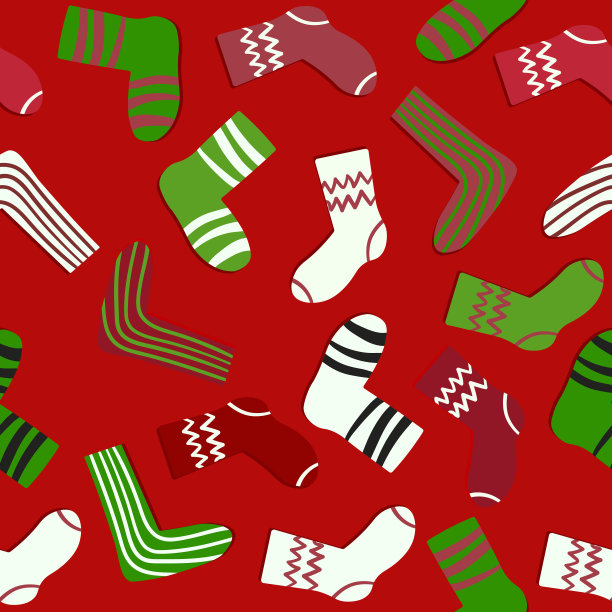 无缝图案与现代彩色袜子。涂鸦风格的时髦配饰。各种棉脚布。卡通袜子网和印刷，邀请，卡片，织物，纺织。矢量图图片下载