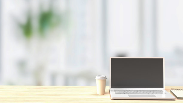 白色笔记本在木桌子上的业务概念3d渲染图片下载