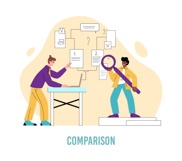 比较阶段对标过程，平面矢量图孤立。图片下载