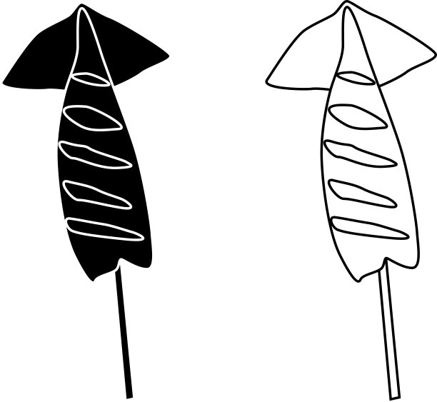 烤鱿鱼轮廓材料图片下载