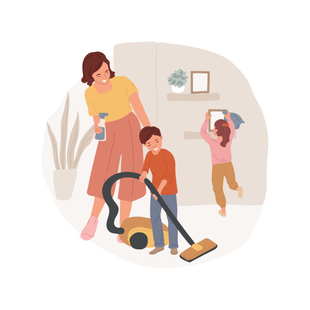 真空隔离清洁卡通矢量插图。图片下载