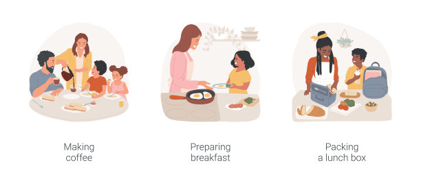 早高峰孤立卡通矢量插图集。图片下载