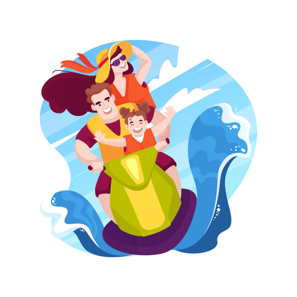 摩托艇孤立卡通矢量插图。图片下载