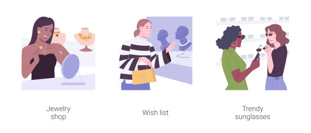 购买配件孤立卡通矢量插图集。图片下载