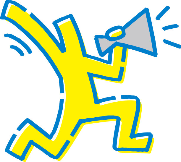 手绘简笔画人物用扩音器欢呼图片下载