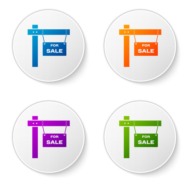 彩色悬挂标志与文字出售图标图片下载