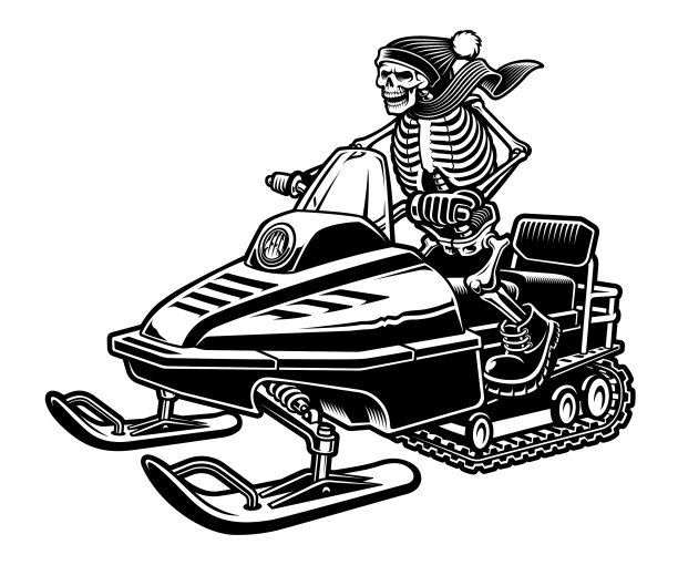 雪地摩托上的骷髅图片下载