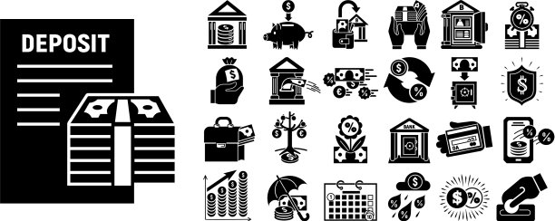 存款图标设置简单的风格图片下载
