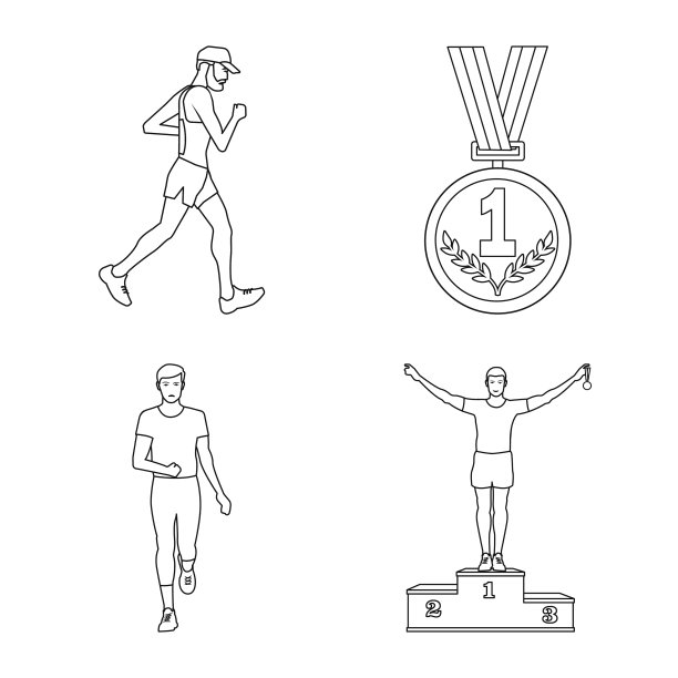 设计训练和短跑图标集图片下载