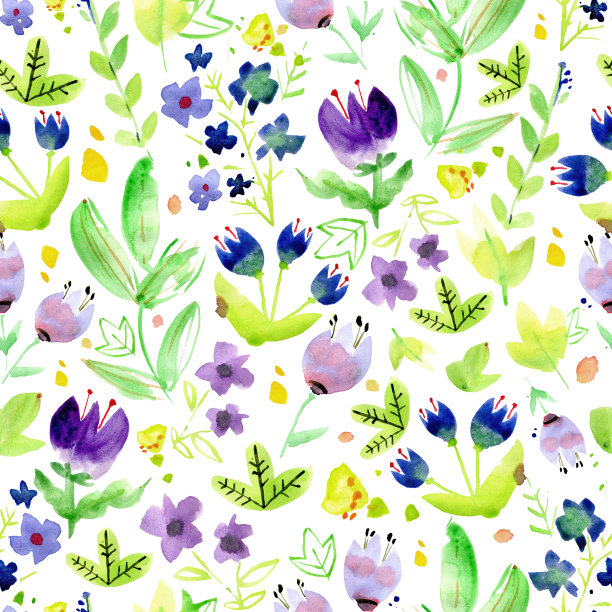 无缝图案与水彩花。鲜嫩多汁。完美的织物，家用纺织品，素描本或笔记本封面，包装纸，墙纸。图片下载