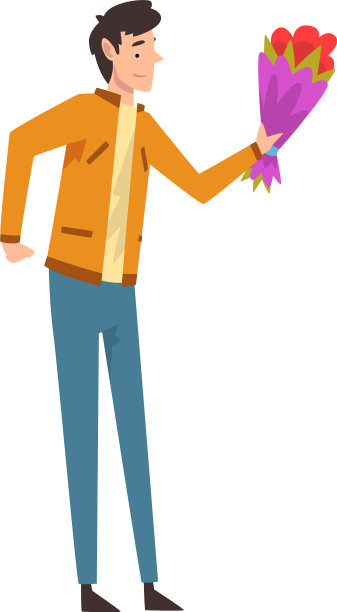 快乐的年轻人送花图片下载