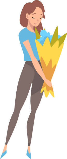 美丽的女孩站在花束图片下载