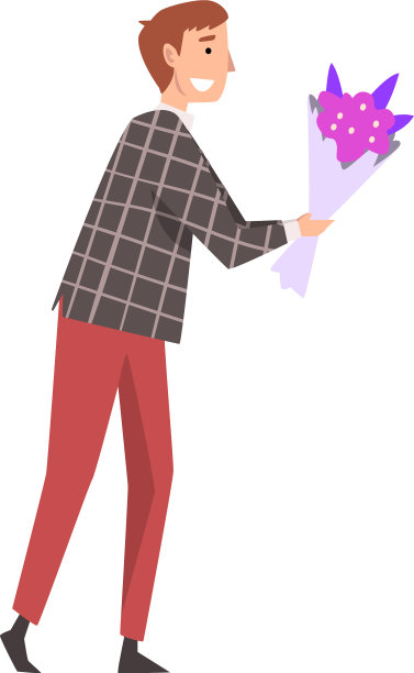 年轻微笑的男人给花束鲜花图片下载