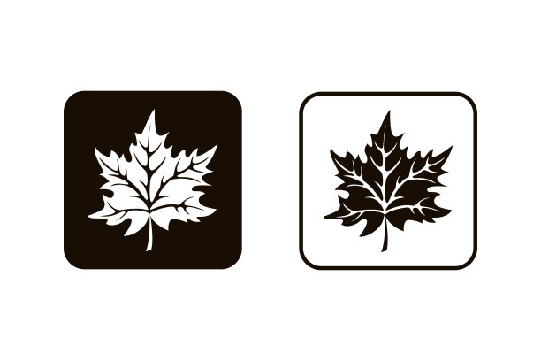 秋天树叶图标剪影在白色和图片下载