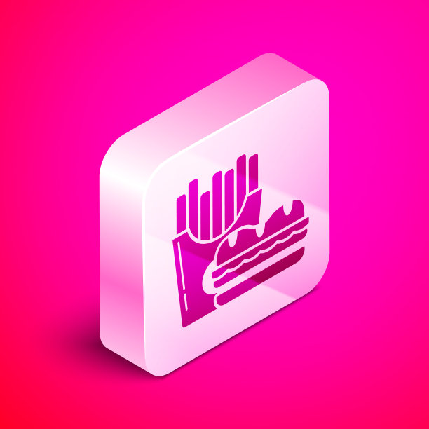 等距汉堡和薯条装在纸盒里图片下载