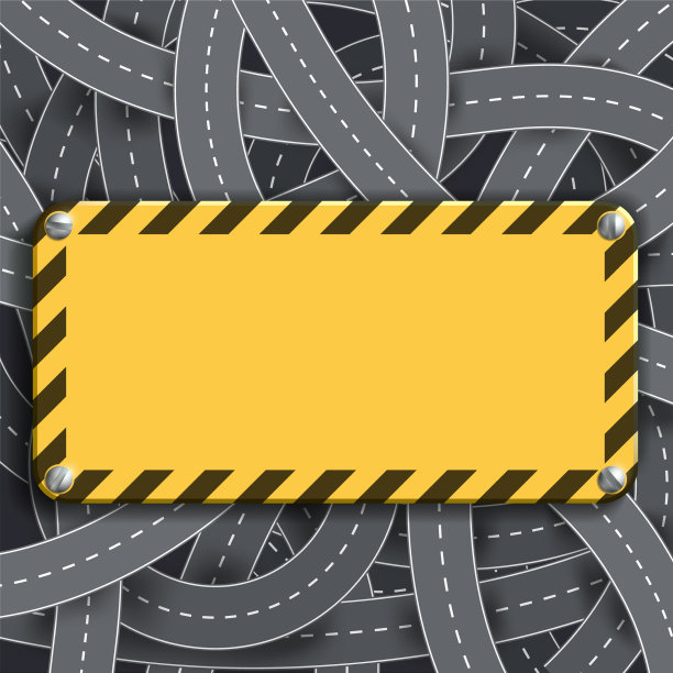 带有条纹的金属警示黄色标牌图片下载