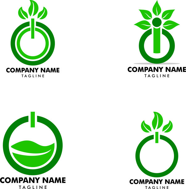 电源按钮树叶Logo模板图片下载