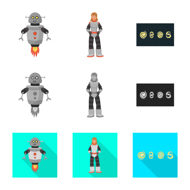 孤立的天体天文学和技术图标图片下载