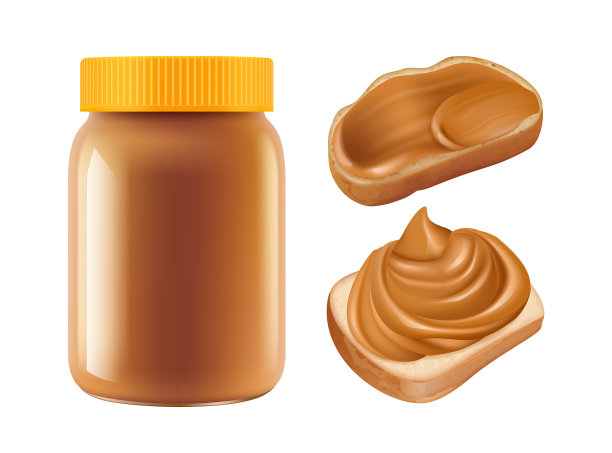 逼真的焦糖罐子和焦糖图片下载