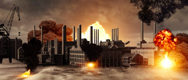 乌克兰马里乌波尔的Azovstal钢铁厂。烟雾和爆炸图片下载