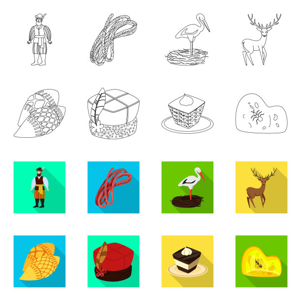 孤立的对象传统和旅游标志集图片下载