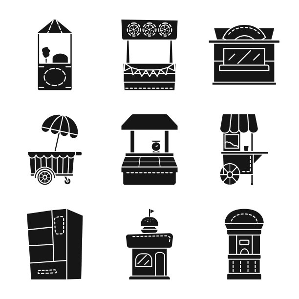 帐篷和城市图标集图片下载