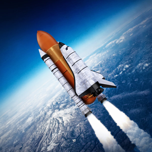 航天飞机和发射火箭离开地球大气层图片下载