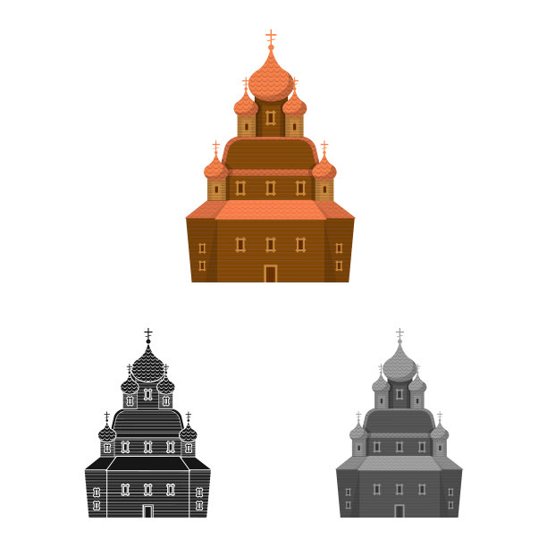 设计教堂和东正教标志集图片下载