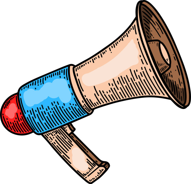 喇叭在雕刻风格孤立在白色图片下载