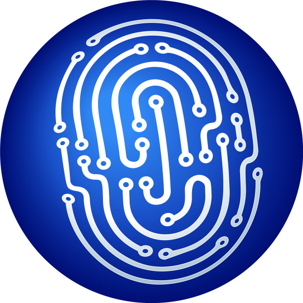 身份指纹图标在蓝色成三图片下载