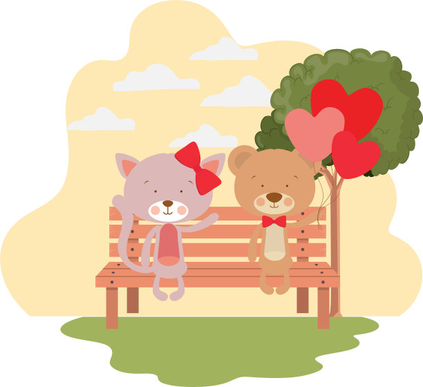 可爱的动物坐在公园的椅子上图片下载