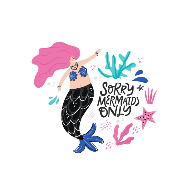 美人鱼派对卡通海报模板图片下载