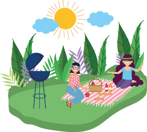 女性朋友设计野餐图片下载