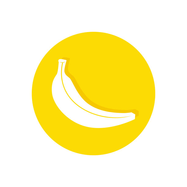 香蕉图标孤立在黄色圆圈香蕉图片下载