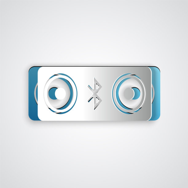 剪纸蓝牙扬声器图标孤立在灰色图片下载