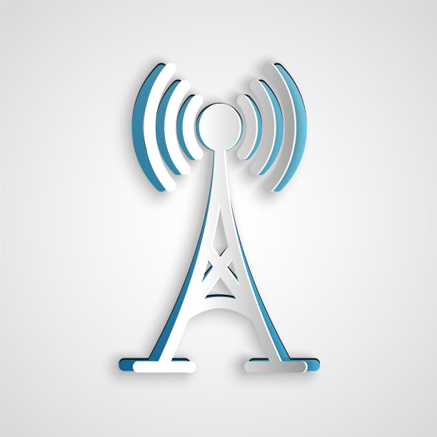 剪纸天线图标孤立在灰色背景图片下载