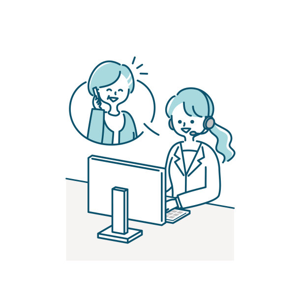 呼叫中心女接线员的剪接图(与资深女性交谈)图片下载