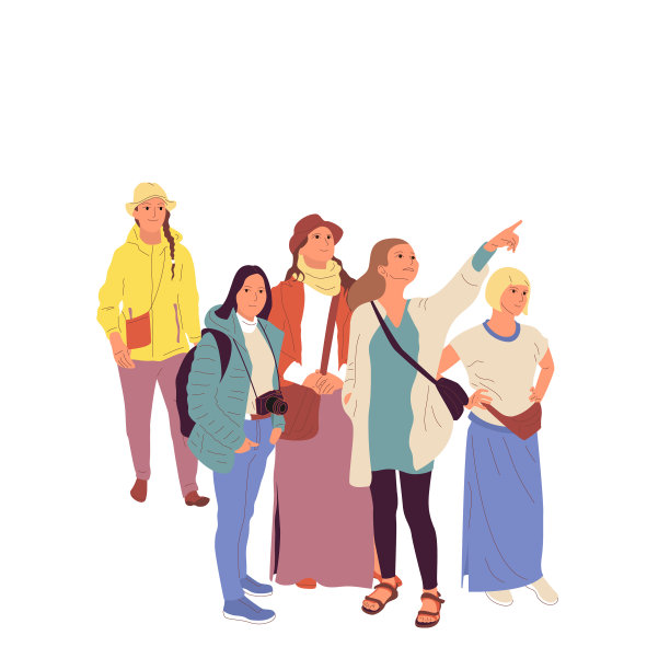 导游正在带领一群女性参观图片下载