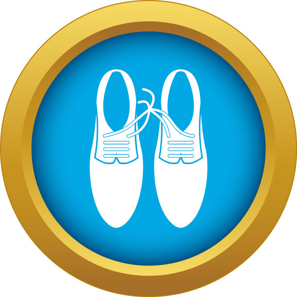系鞋带的鞋子笑话图标蓝色孤立图片下载