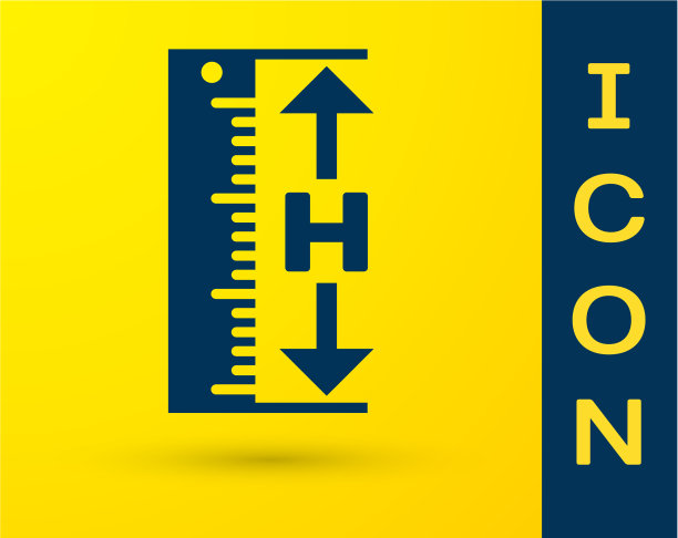 蓝色测量高度和长度图标隔离图片下载