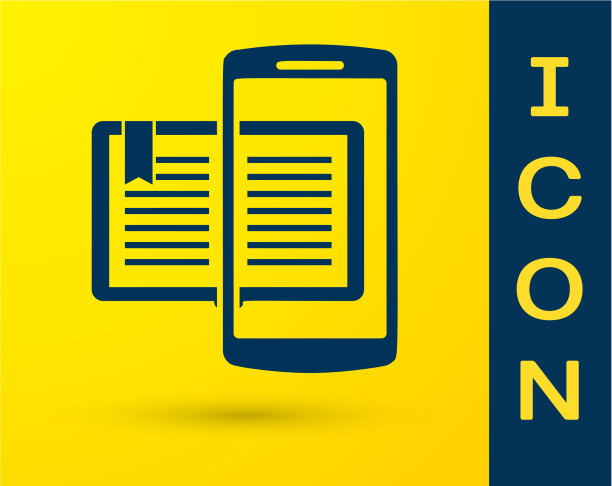 蓝色智能手机和书籍图标隔离在黄色图片下载