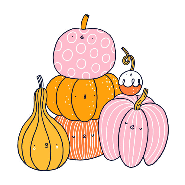 可爱的南瓜在一个堆栈矢量插图图片下载