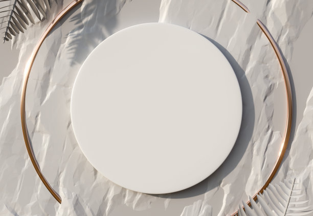 空白产品讲台，站立。复制空间的图像蒙太奇。白色背景。三维渲染图片下载