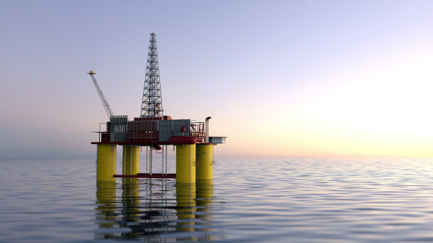 海上工业油气生产石油管道日落图片下载