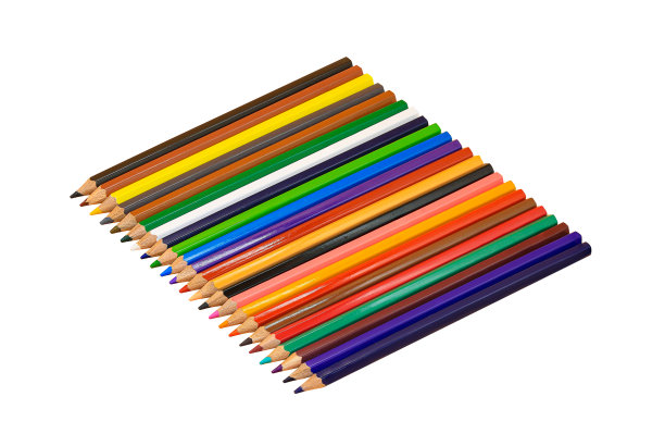 一堆彩色铅笔孤立在白色背景上图片下载