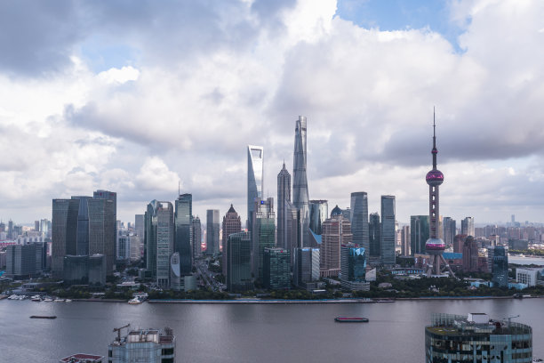全景天际线中国上海的航拍照片图片下载