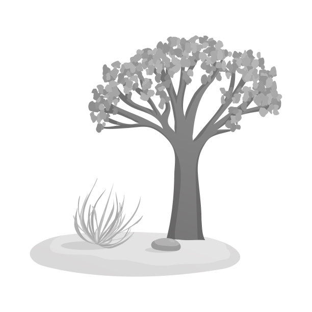 孤立的对象树和风滚草标志集图片下载